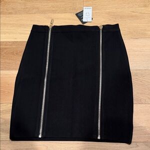 bebe Black double zipper Pencil Skirt mini small nwt